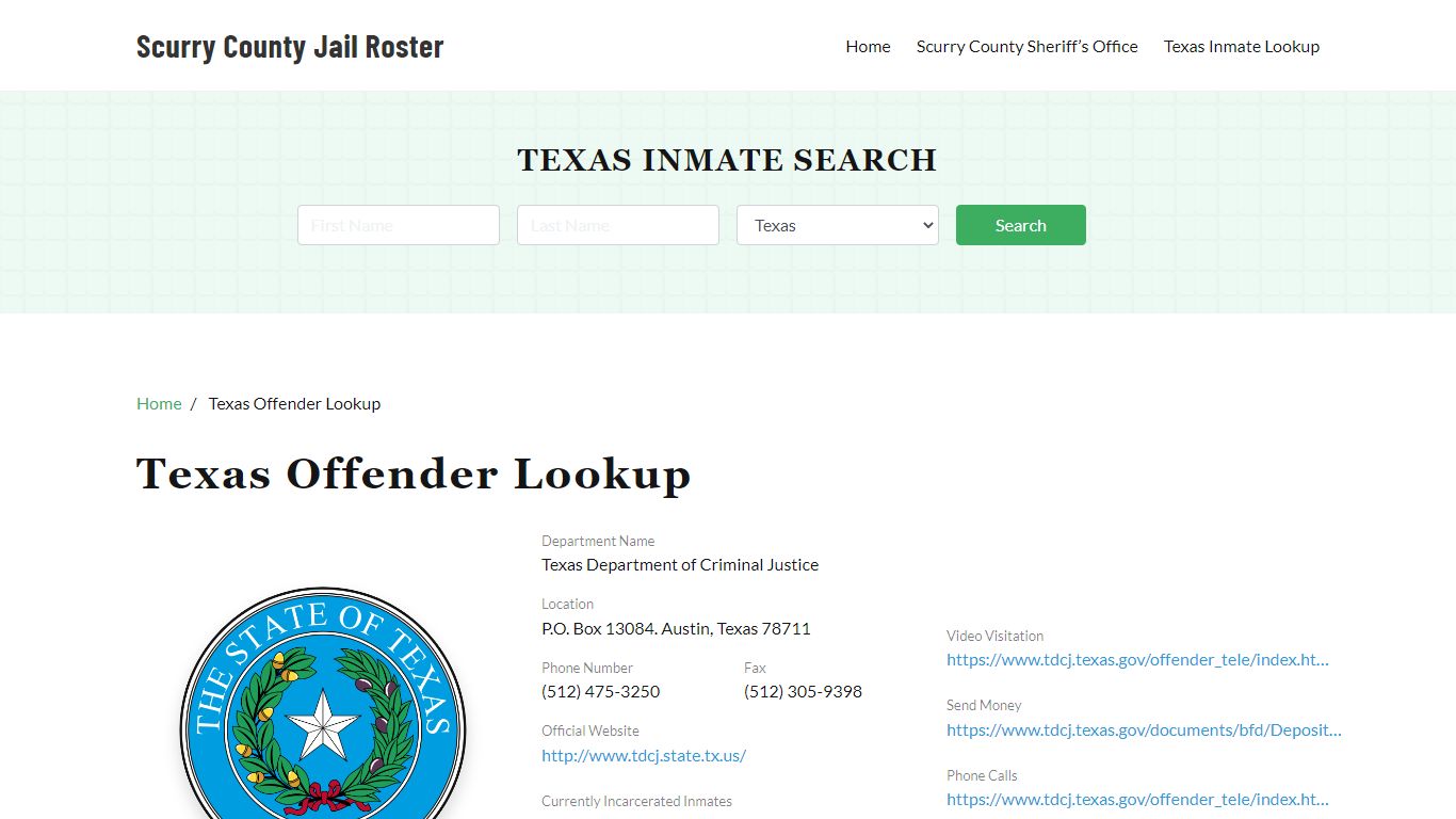 Texas Inmate Search, Jail Rosters - Scurry County Jail