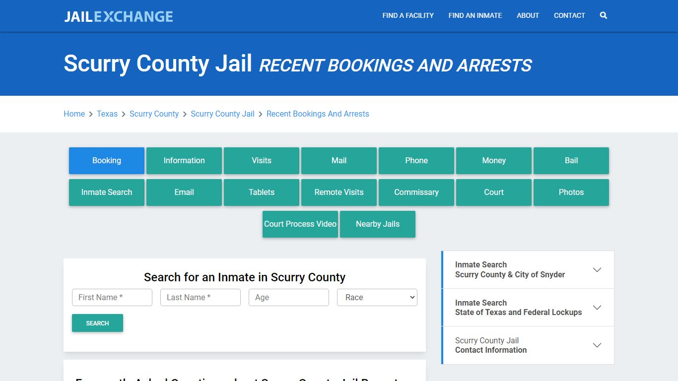 Scurry County Jail Recent Bookings And Arrests - Jail Exchange