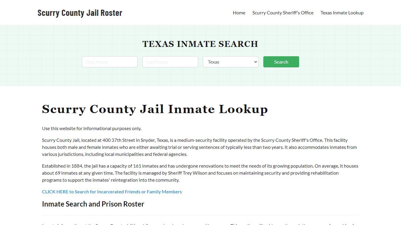 Scurry County Jail Roster Lookup, TX, Inmate Search